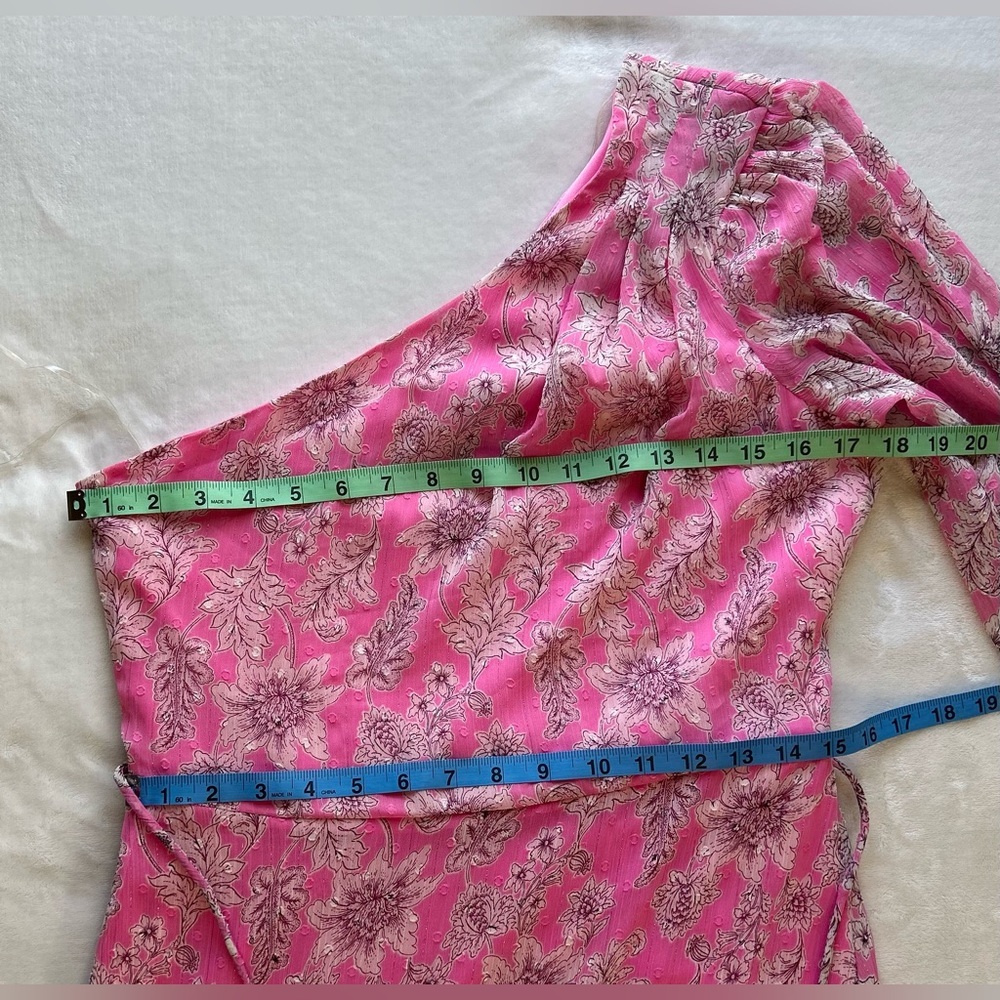 Taylor Pink One Shoulder Puff Sleeve Sundress - Picture 5 of 8